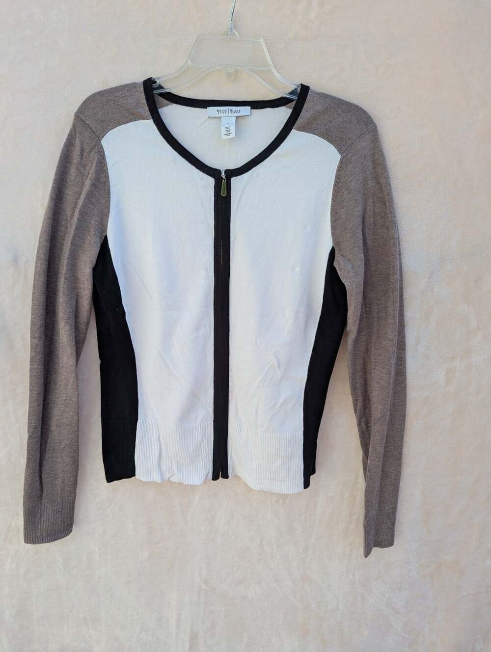 White House Black Market Color-Block Full Zip Cardigan Sweater